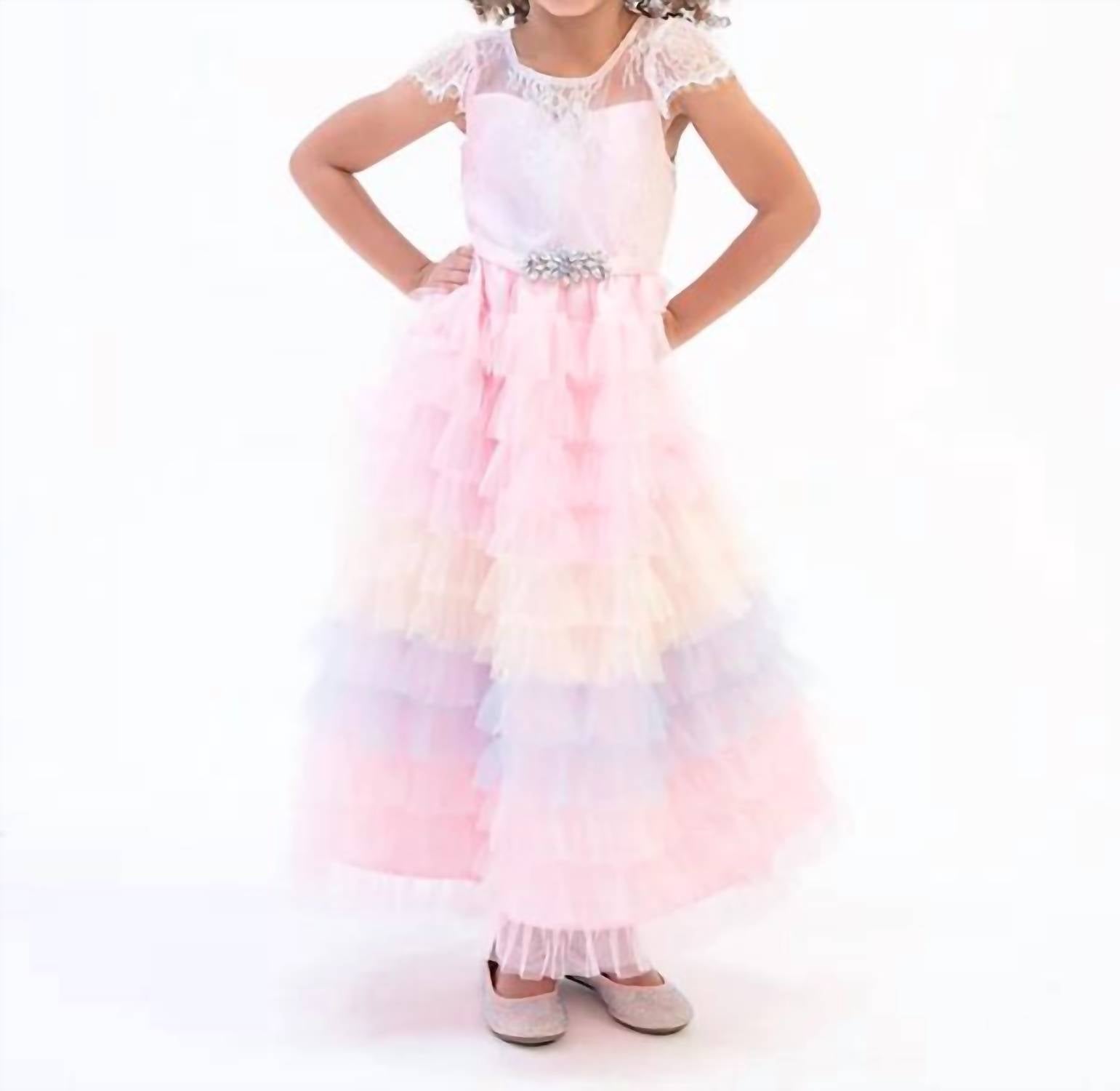 Rare Editions - toddler girls short sleeve tiered ombre party dress