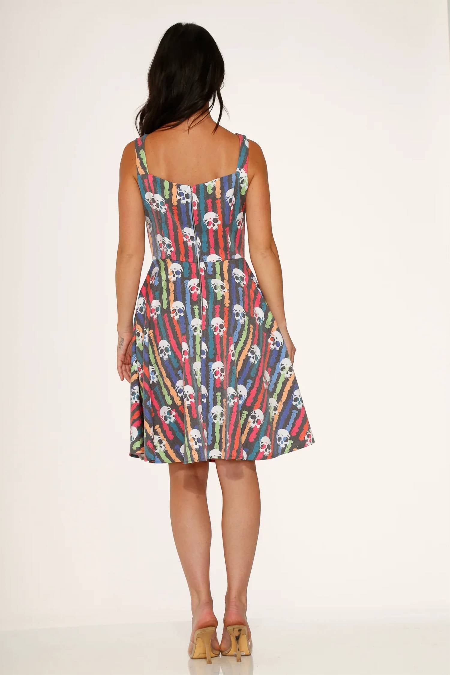 Orchid Bloom - Skulls Rainbow Swing Dress