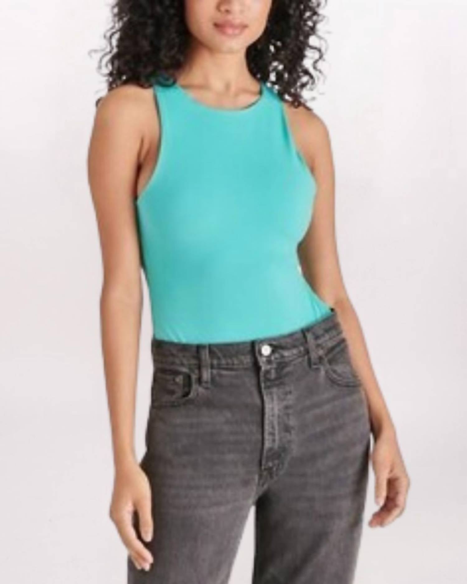 STEVE MADDEN Nico Bodysuit in pastel turquoise 1 - women's shirt - detail view