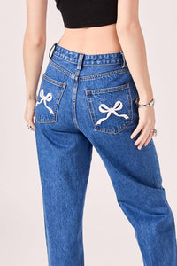 English Factory - Embroidered Bow Denim Jeans