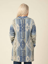 Papillon Global Knit Coatigan in blue - women's cardigan - detail view