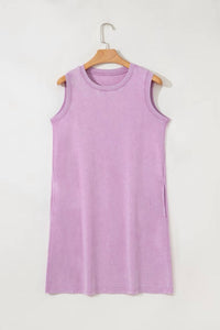 La Society - Sleeveless Mineral Wash Pocketed Mini Tank Dress