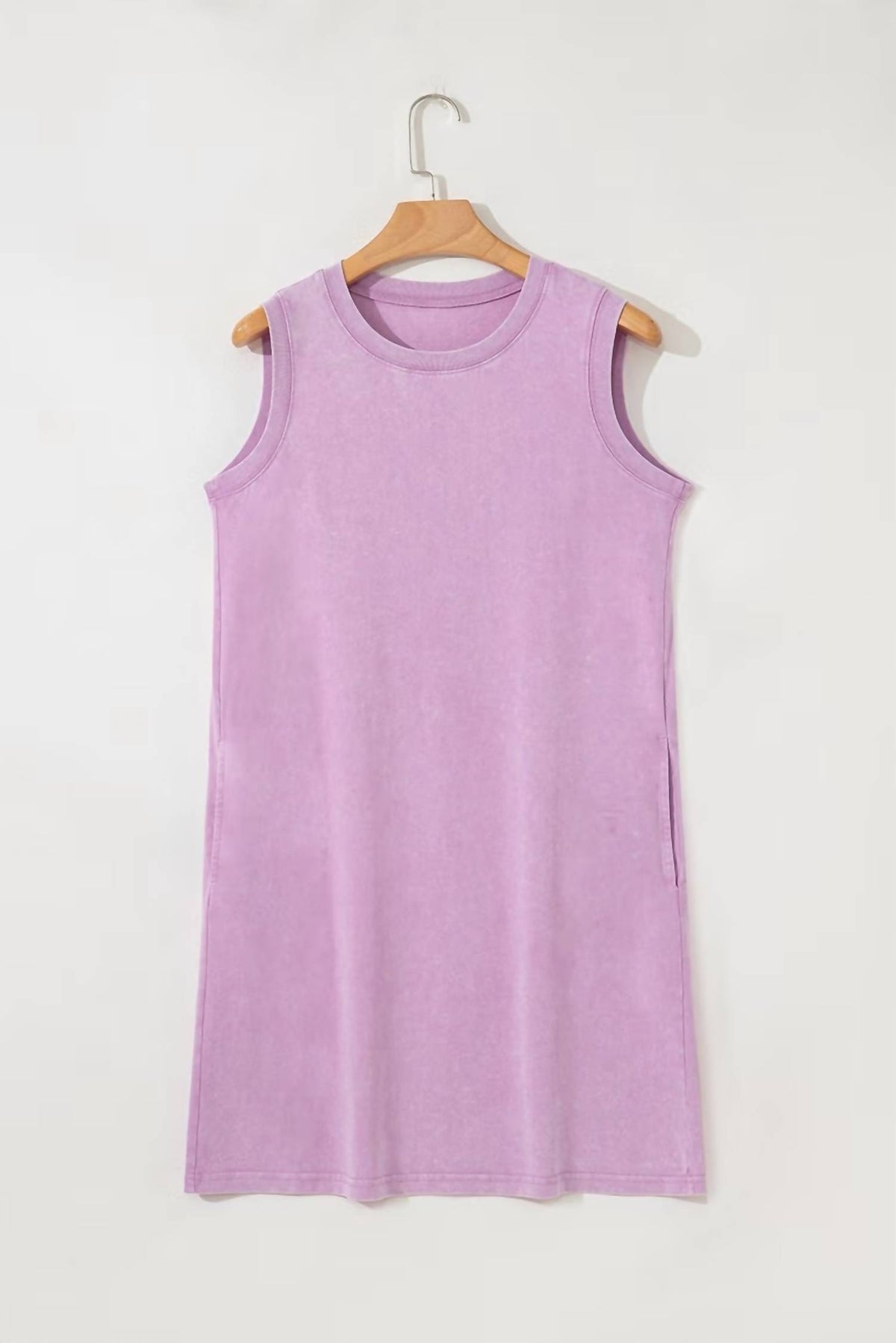 La Society - Sleeveless Mineral Wash Pocketed Mini Tank Dress