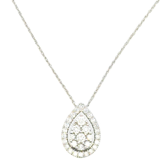 Aamiaa - 0.53 Carat Natural Diamond Pear Halo Cluster Pendant