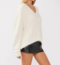 Lovestitch - Hi-low Fuzzy Pullover Sweater