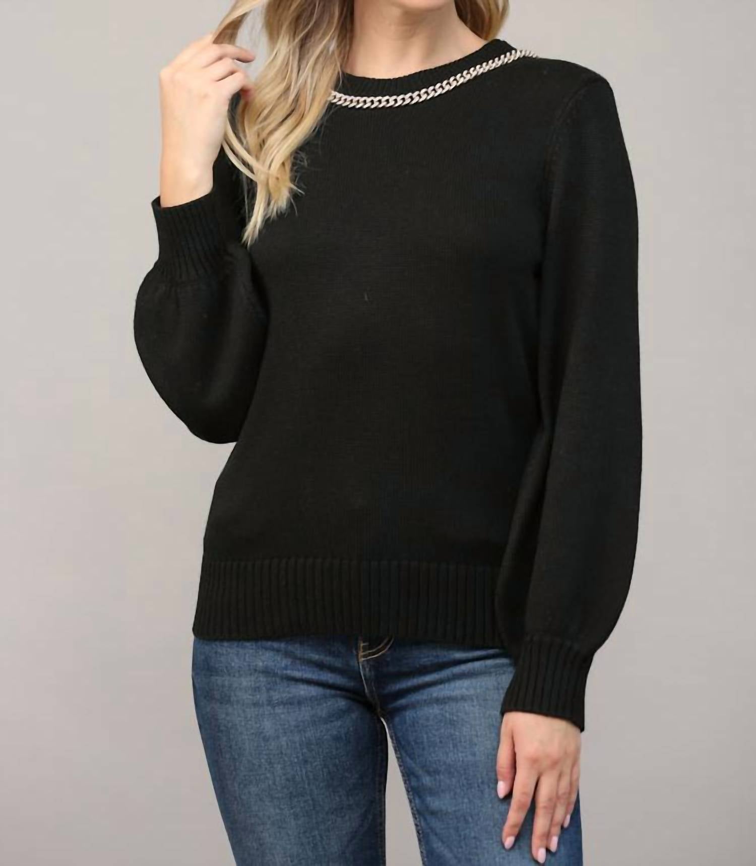 Fate - Chain Trimmed Open Back Sweater