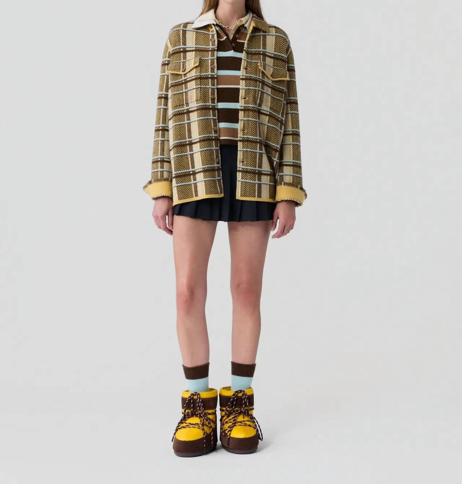 Guest In Residence Plaid Work Shirt in residence plaid work shirt in sole combo - women's shirt