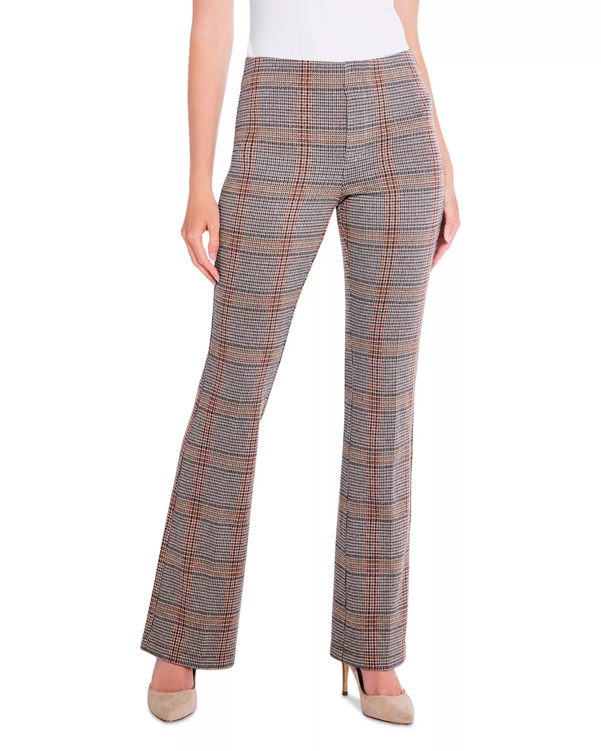 Nic + Zoe Sketched Plaid Bootcut Pants in nuetral multi - women's pants