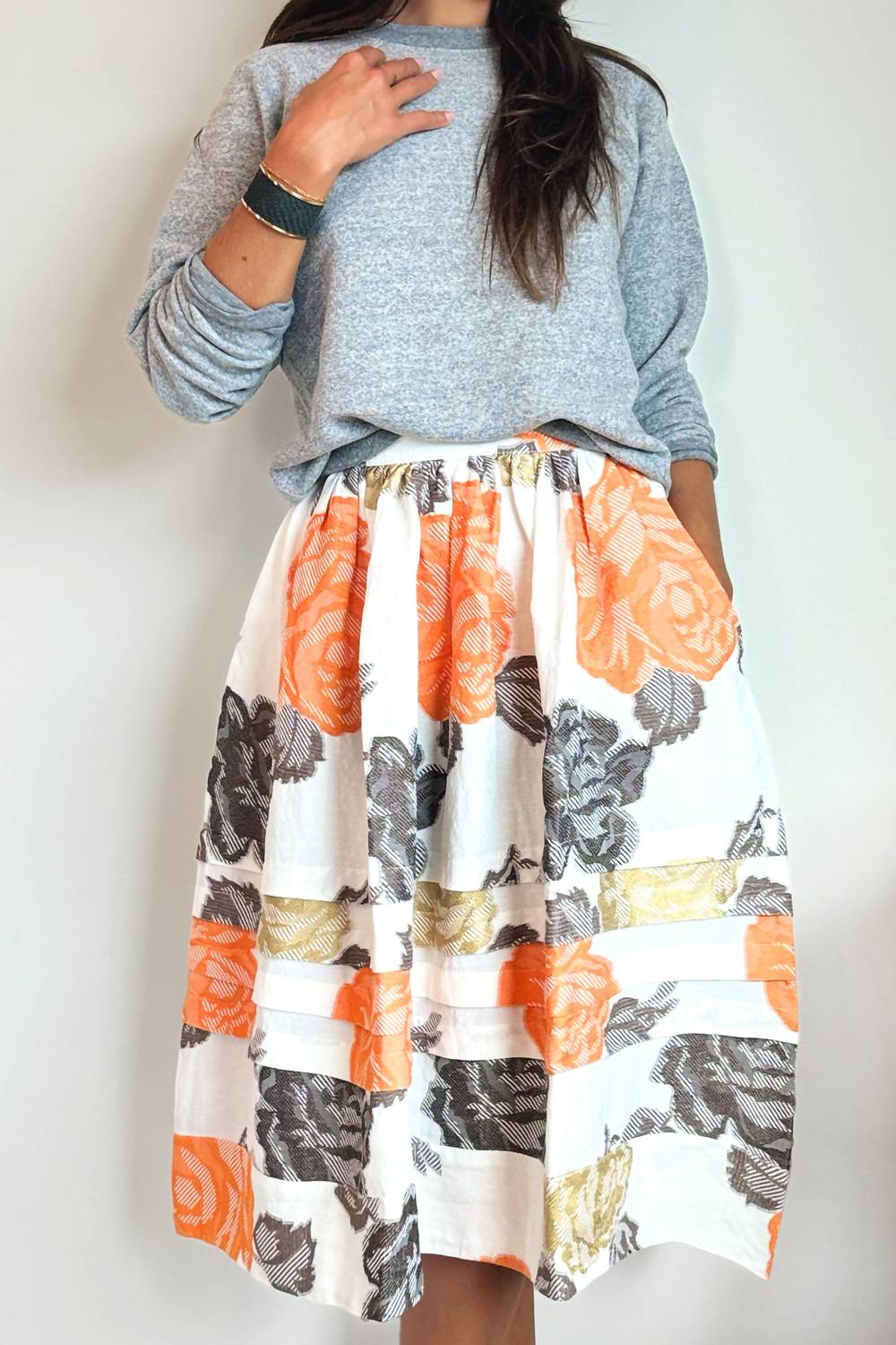 Claramonte - Manon Brocade Roses Skirt
