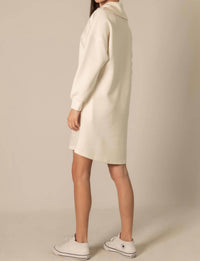 P.CILL Quarter Zip Long Sleeve Dress in ivory - women's dress - detail view