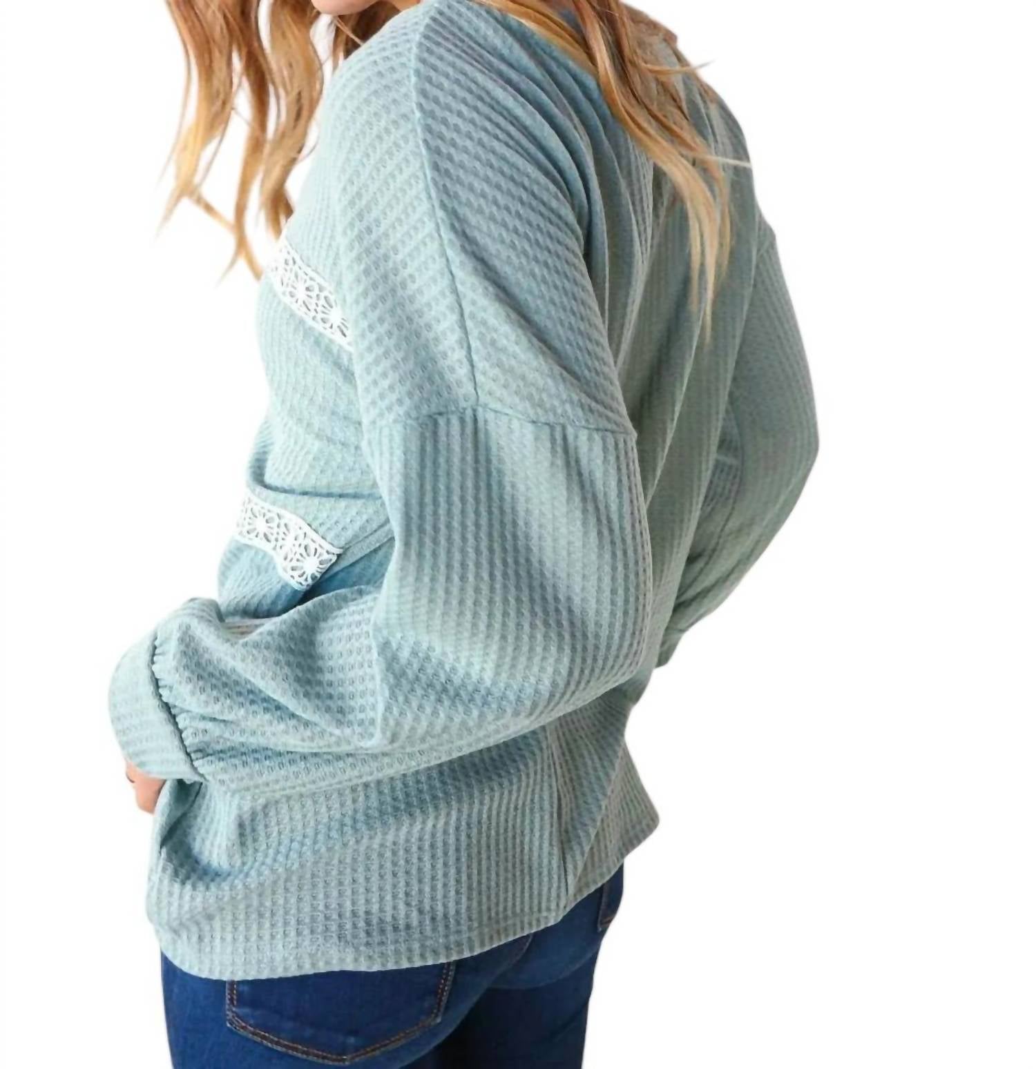 Haptics - LONG SLEEVE WITH WHITE CROCHET SWEATER