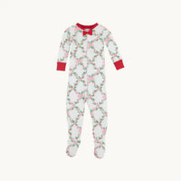 The Beaufort Bonnet Company Girl's Noelle's Night Night Footie in t b b c holly day with richmiond red - kids' item