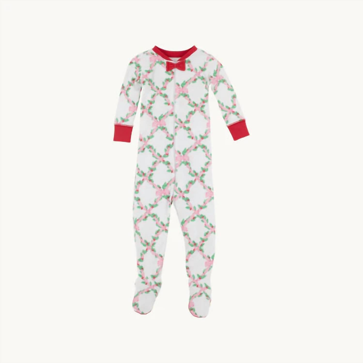 The Beaufort Bonnet Company Girl's Noelle's Night Night Footie in t b b c holly day with richmiond red - kids' item