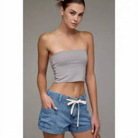 Hidden - Drawsting Super Soft A Line Denim Shorts