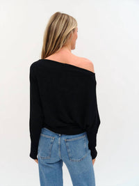 SIX/FIFTY Anywhere Sparkle Top in black - women's long sleeve top - alternate view