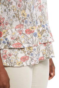 TRIBAL Kyra Floral Tiered Tank in fern - women's tank top - detail view