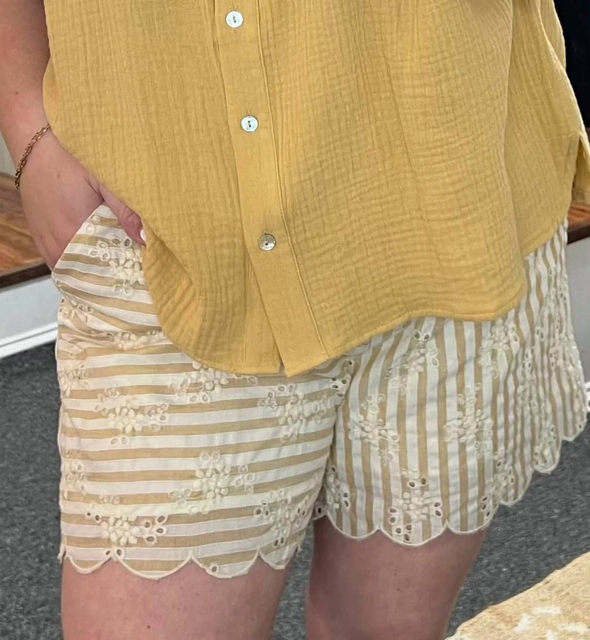 Mystree - Ava Eyelet Embroidered Shorts