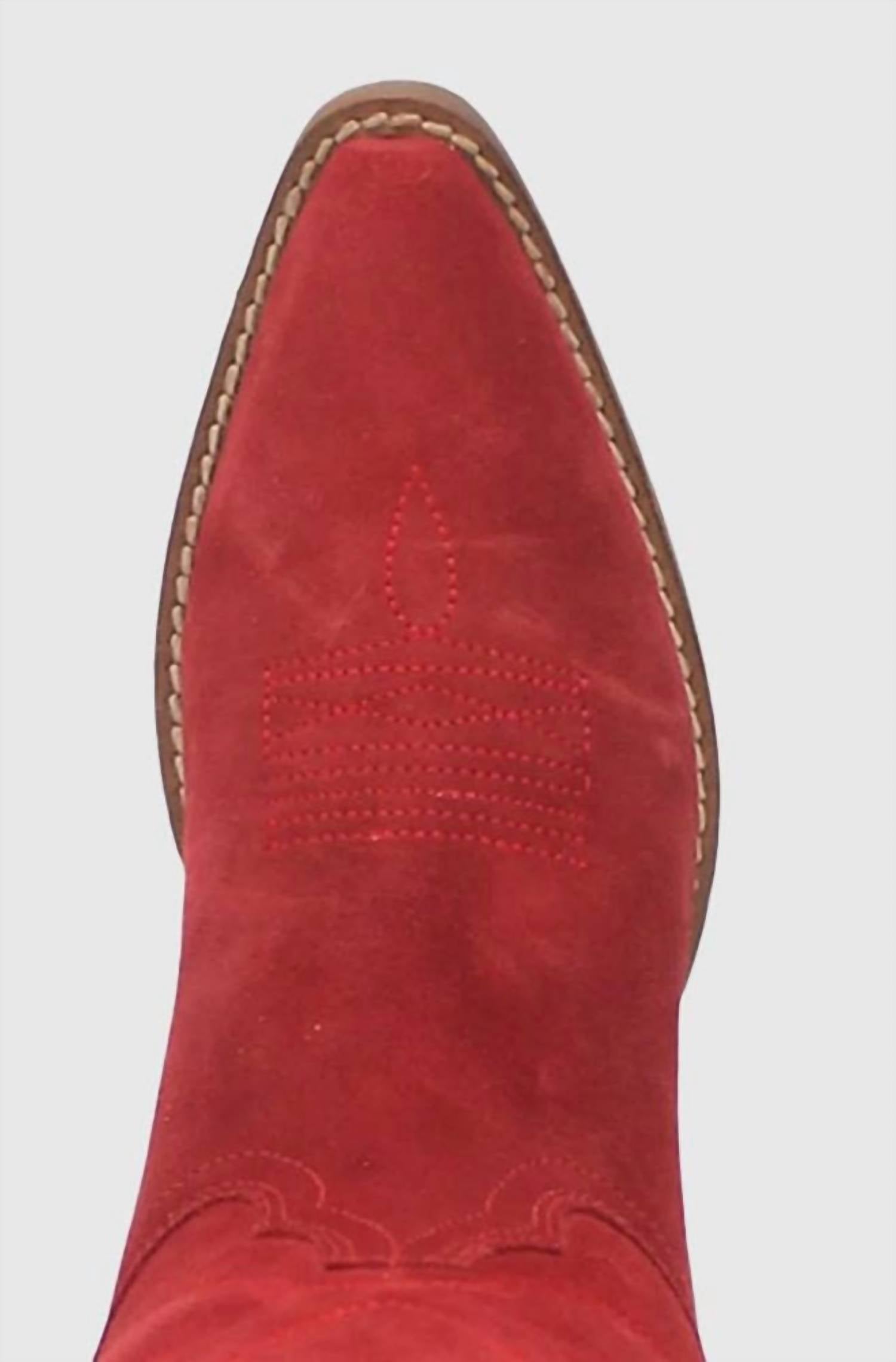 Dingo Women's Out West Suede Fashion Snip Toe Boots in red - women's shoe - alternate view