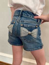 Tractr - Girl's Bow-back Denim Shorts