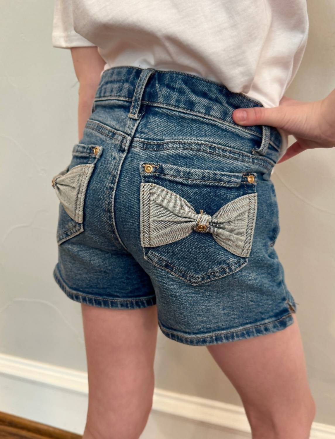 Tractr - Girl's Bow-back Denim Shorts