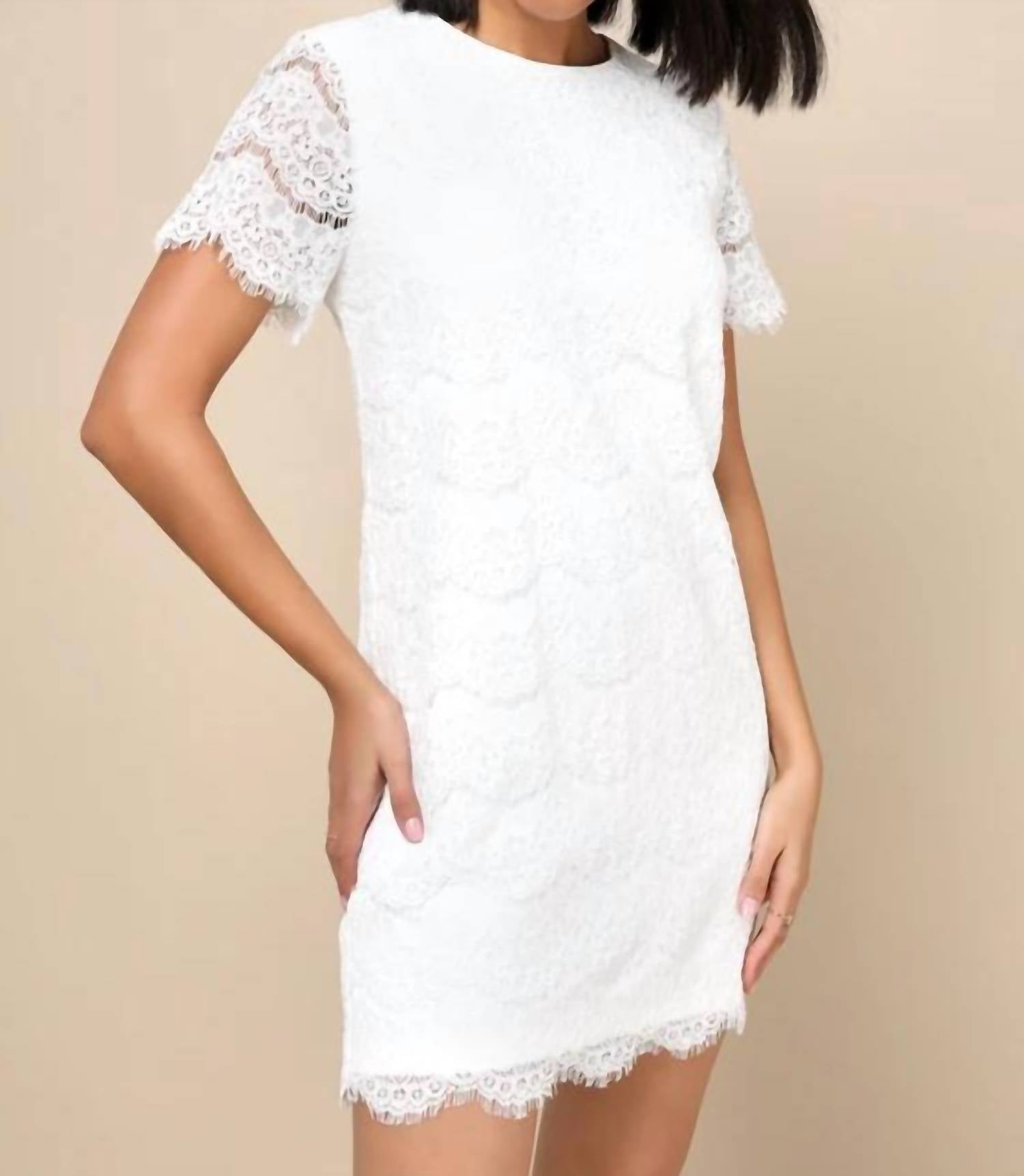 Lulus - Women's Take Me To Brunch Lace Shift Dress