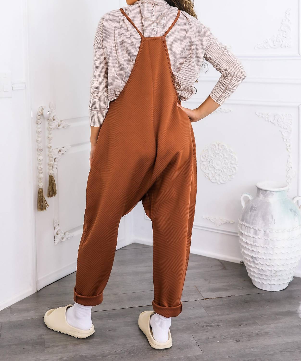 Surelymine - Harem Pocket Jumpsuit Relaxed Fit One-piece