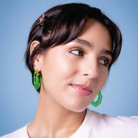 Gold & Honey - Pear Gem Lucite Hoop Earrings