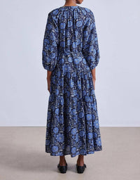 APIECE APART Luminile Tier Maxi Dress in heritage sky - women's dress - alternate view