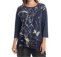 Jess & Jane - Scrolls Mineral Washed Asymmetric Top
