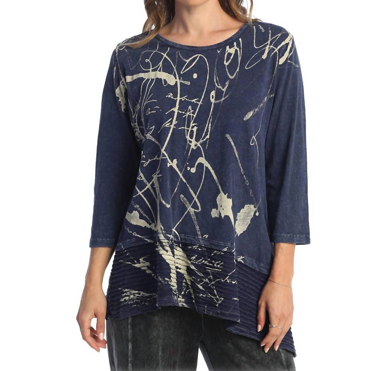 Jess & Jane - Scrolls Mineral Washed Asymmetric Top