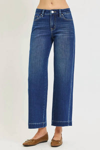 Risen - Mid Rise Ankle Wide Leg Jeans