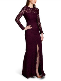 Rachel Zoe - Angie Fig Lace Open Back Long Sleeve Gown Dress