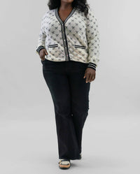 Minnie Rose - Cashmere Tennis Club Print Cardigan - Plus Size