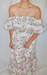 Peach Love - Alexandra Matching Off-the-shoulder Top And Skirt Set