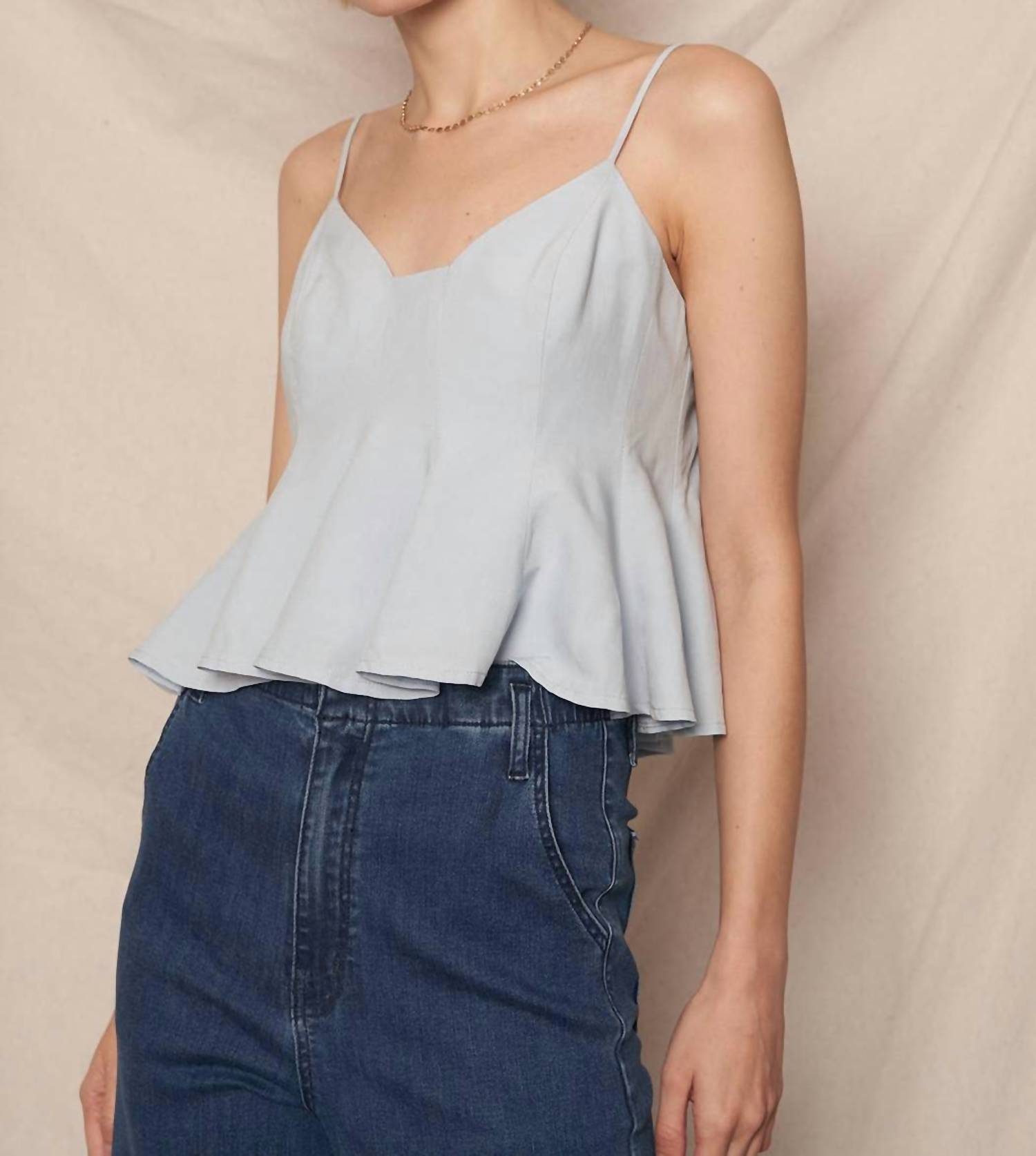 En Creme - Spaghetti Strap Godet Top
