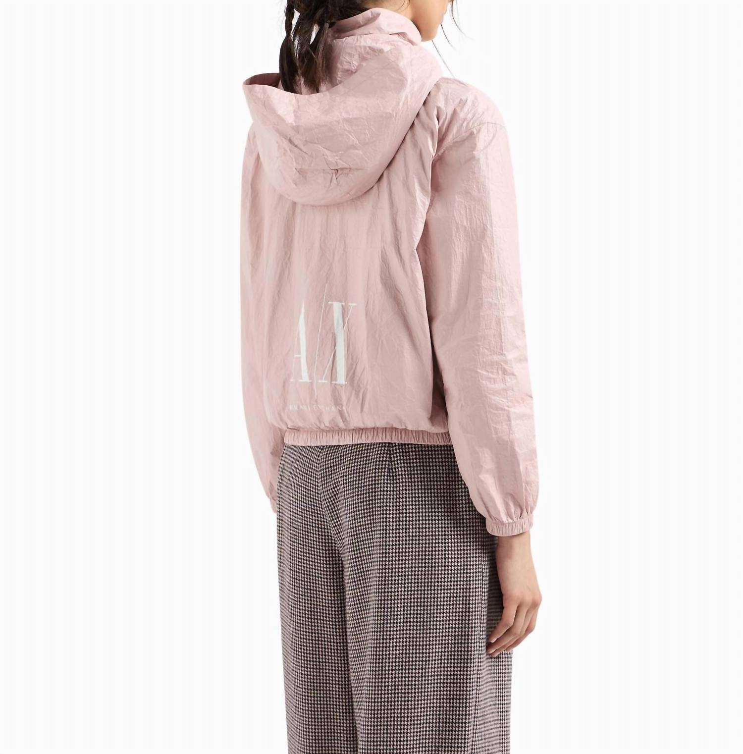 Armani Exchange Non-woven Fabric Cargo Pocket Windbreaker Jacket in milk punch - women's jacket - alternate view