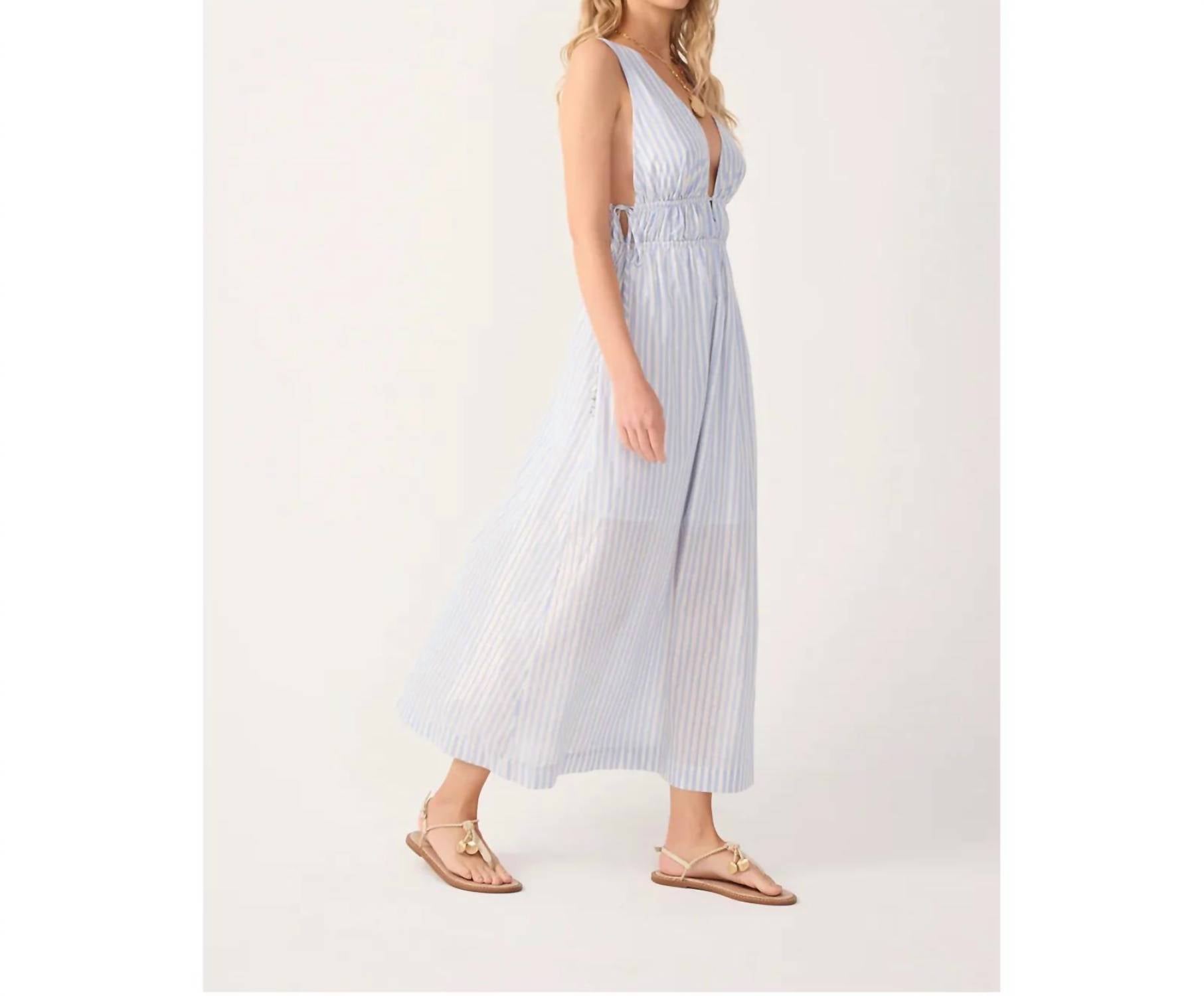 Dress To - Lurex Stripe V-neck Cotton Maxi Dress