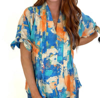 Jade - Pleated Tie Sleeve Blouse