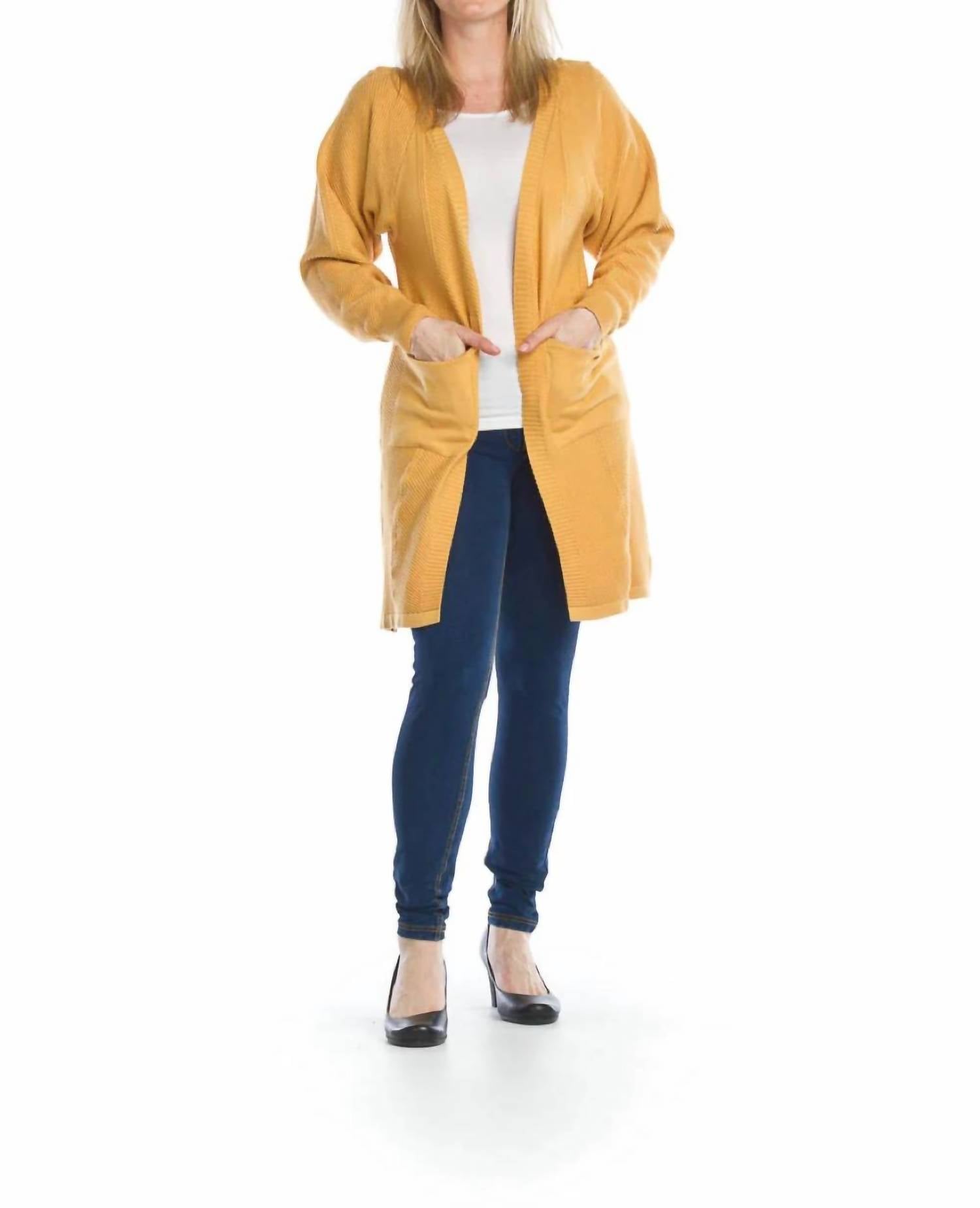 Papillon - Rib Detail Long Cardigan With Pockets
