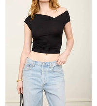 The Workshop - Asymmetrical Wrap Neckline Knit Top