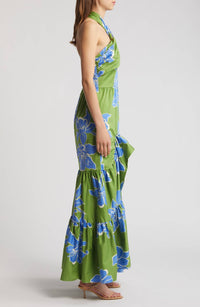 hutch Stretch Halter Maxi Dress in green floral - women's dress - alternate view