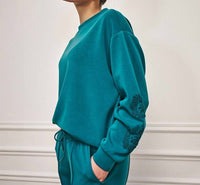 Esqualo - Modal Top With Embroidered Floral Sleeve