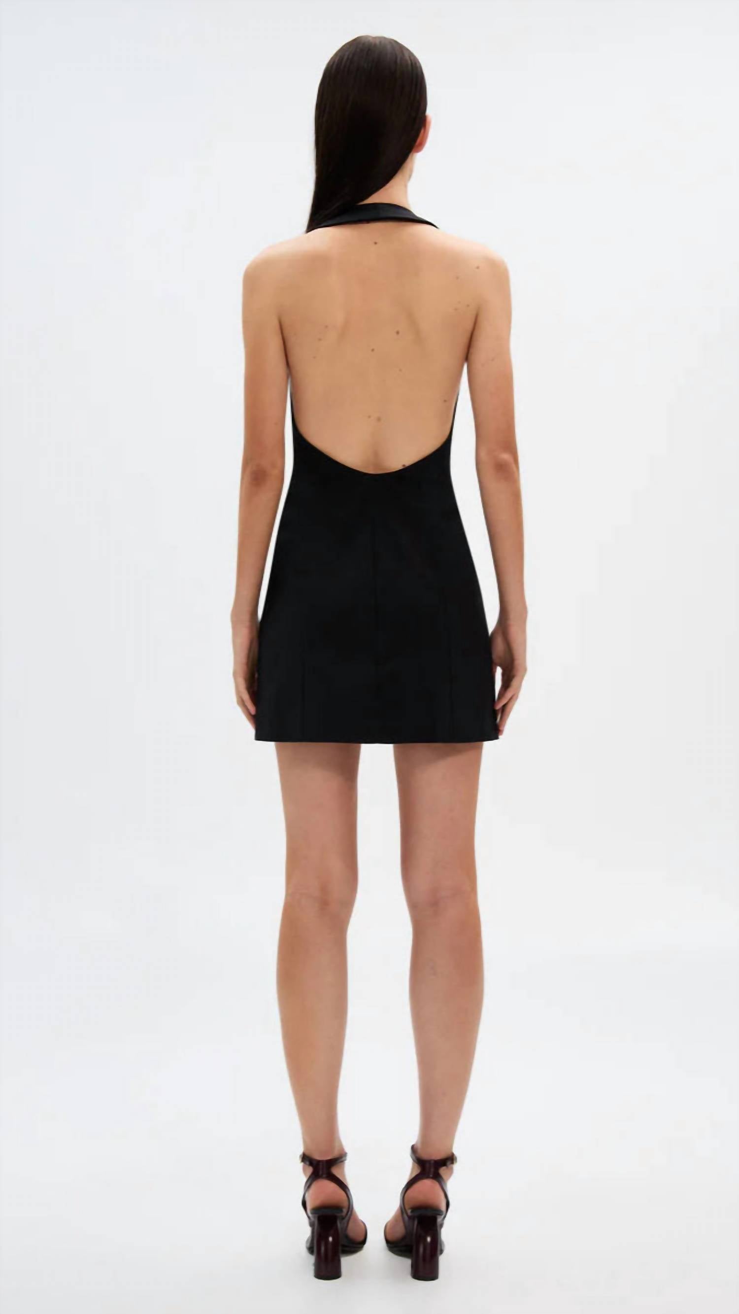 Misha - Pearl Sateen Halter Mini Dress
