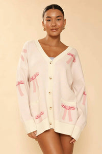 Miss Sparkling - All Over Bow Knit Cardigan