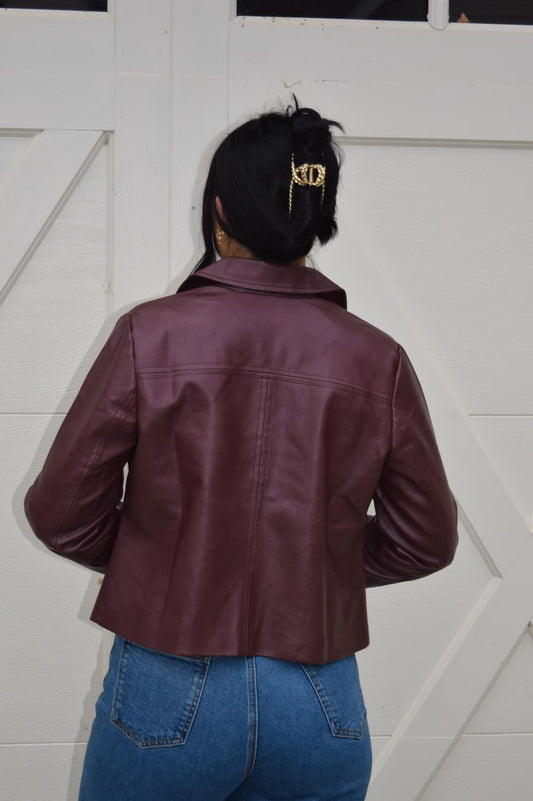 Act Pretty - Washed Polyurethane Leather Jacket