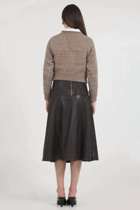 Stellah Sequin Pullover Sweater Top in beaver - women's sweater - detail view