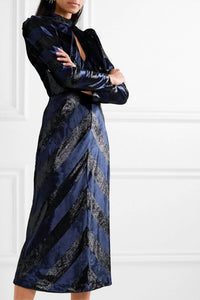 Rebecca Vallance - Maison Cutout Metallic Velvet Midi Dress