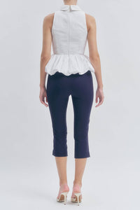 Maude Club Samantha Collared Halter Top in white - women's blouse - detail view