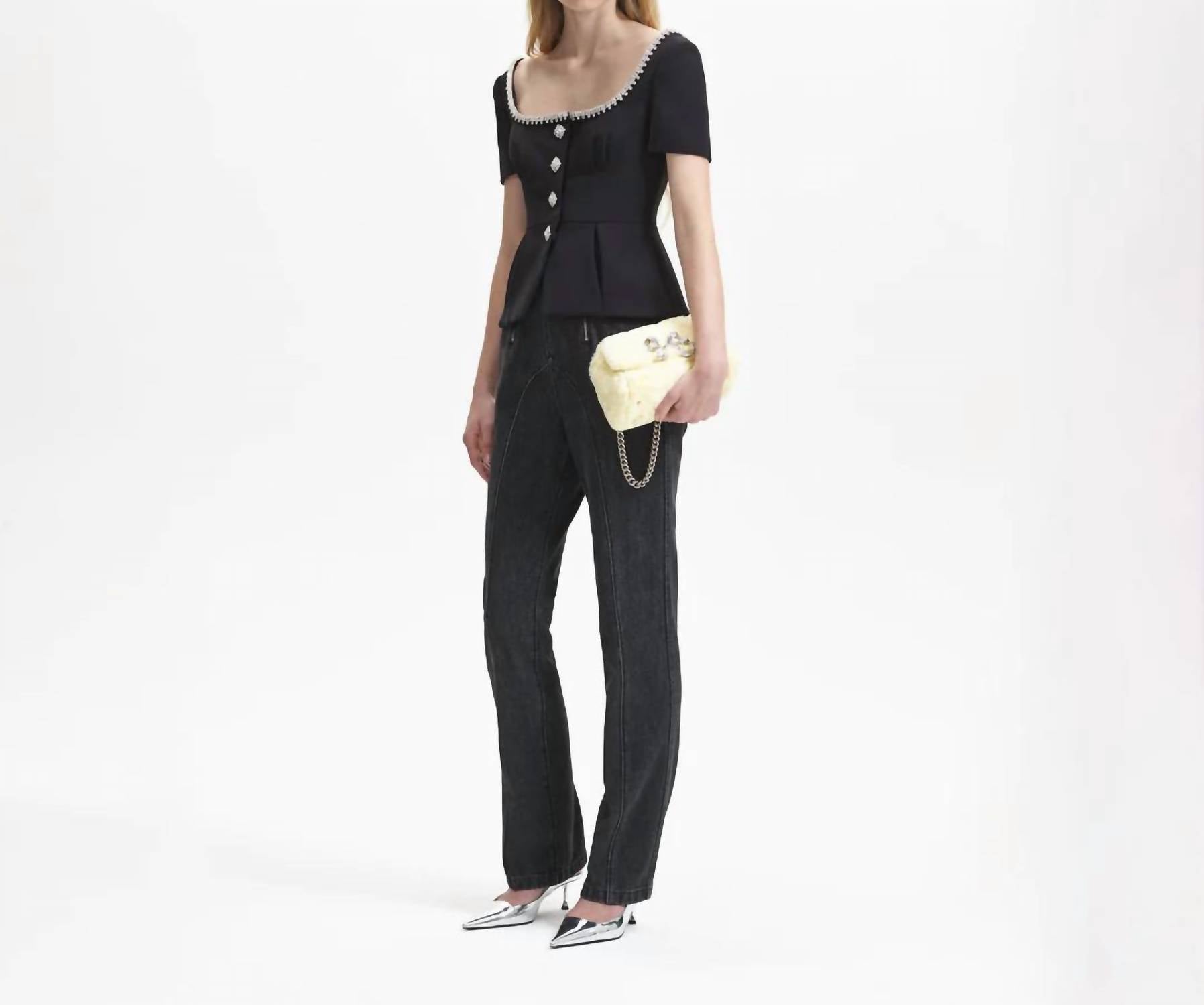 Self-Portrait - Bonded Crepe Top