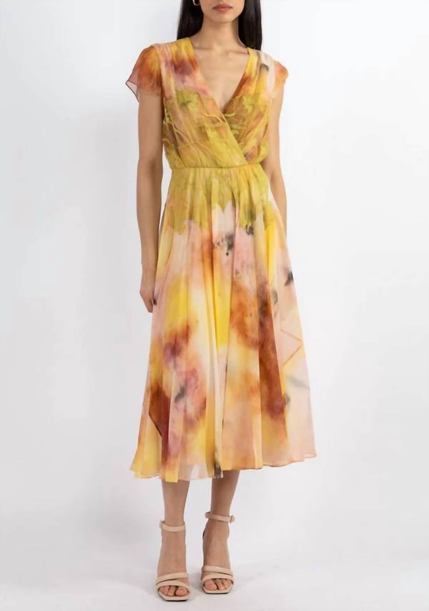 Jason Wu - SLEEVELESS CRINKLE CHIFFON LACE DETAIL DAYDRESS
